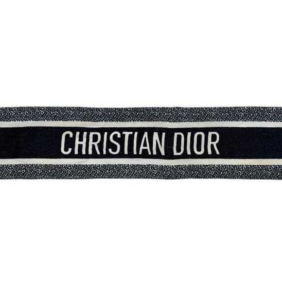 Christian Dior Ribbon Mitzah Scarf Muffler ec-25236 Navy Black Multicolor 700...